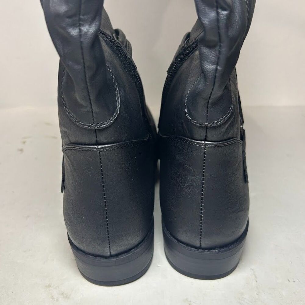 Journee Collection Womens 10 M Black Faux Leather Harley Riding Boots NIB ZF7 - Picture 2 of 4